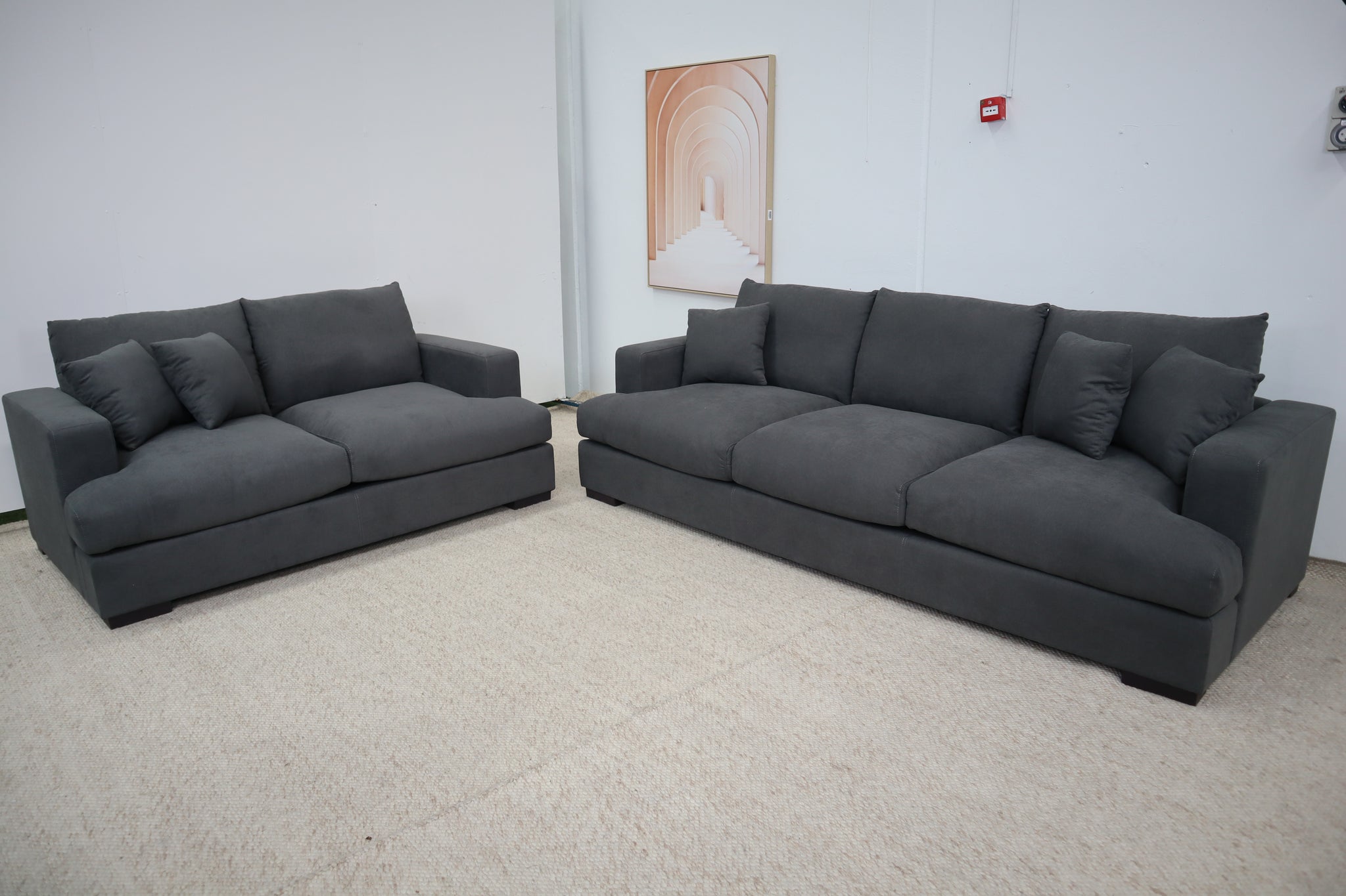 HALLE N6 DARK GREY FABRIC 2 SEATER