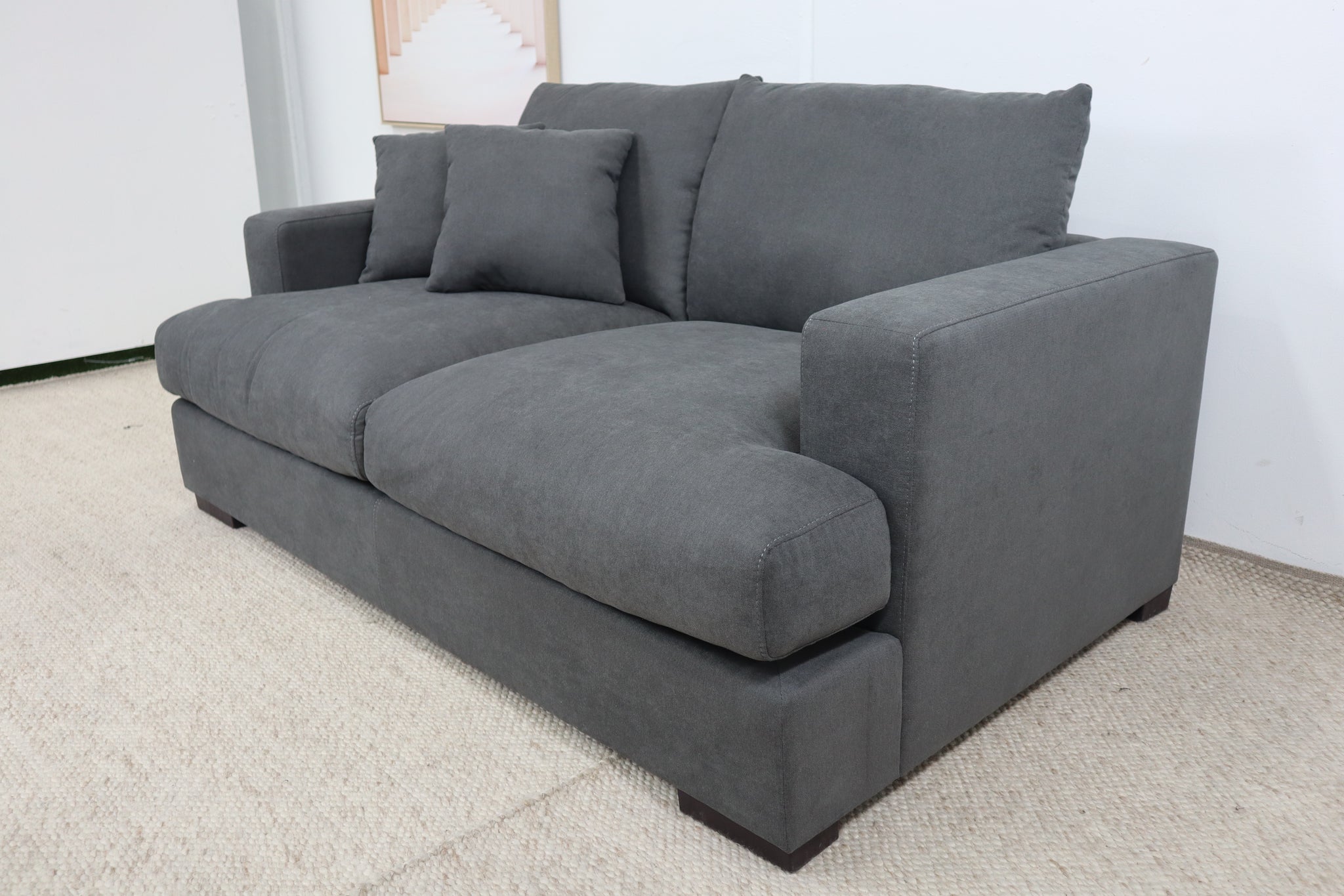 HALLE N6 DARK GREY FABRIC 2 SEATER