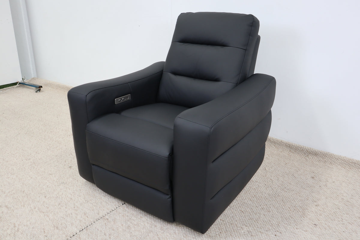 MELBOURNE BLACK LEATHER RECLINER
