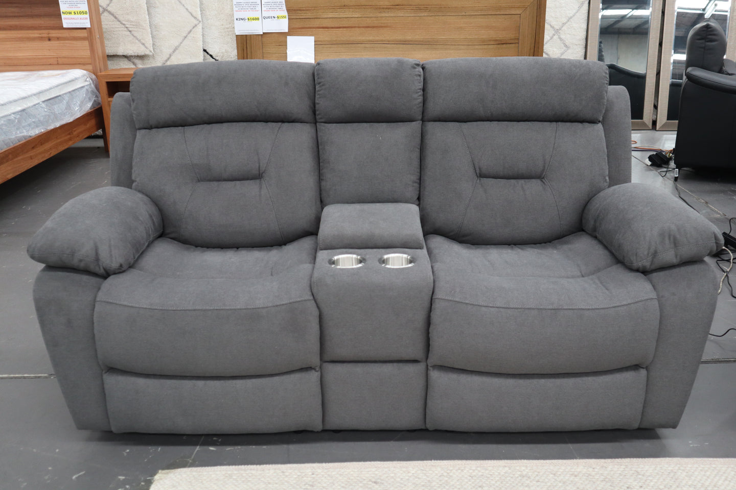 JAMIE DARK GREY FABRIC ELECTRIC 2 SEATER