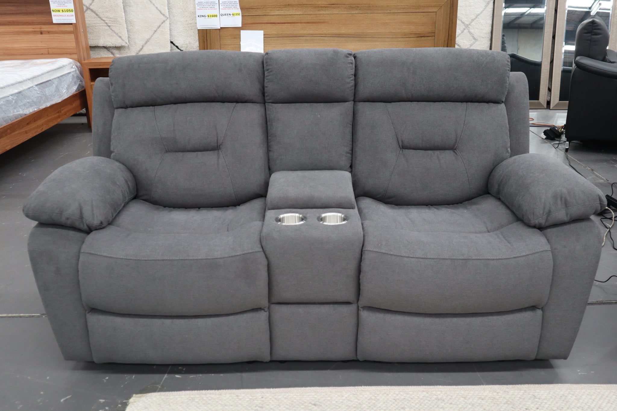 JAMIE DARK GREY FABRIC ELECTRIC 2 SEATER