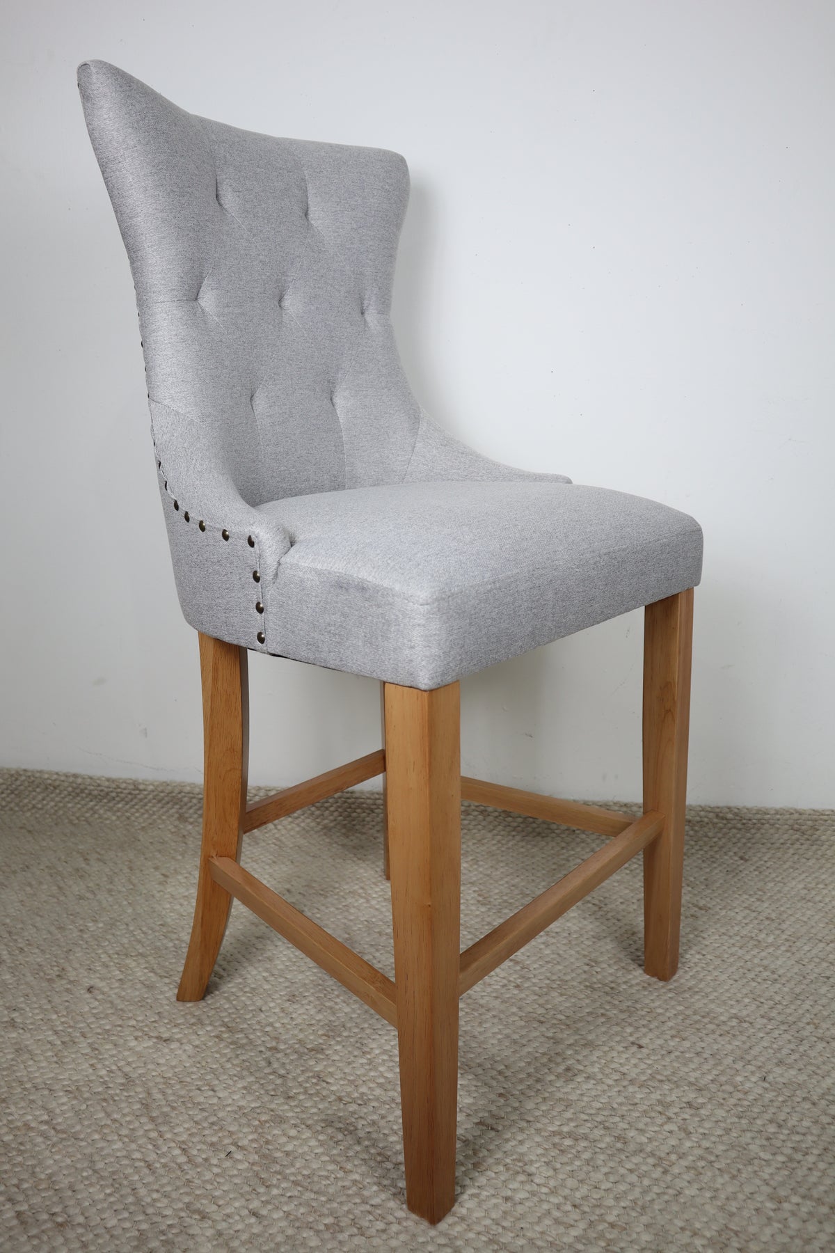 LUCY LIGHT GREY FABRIC BAR STOOL