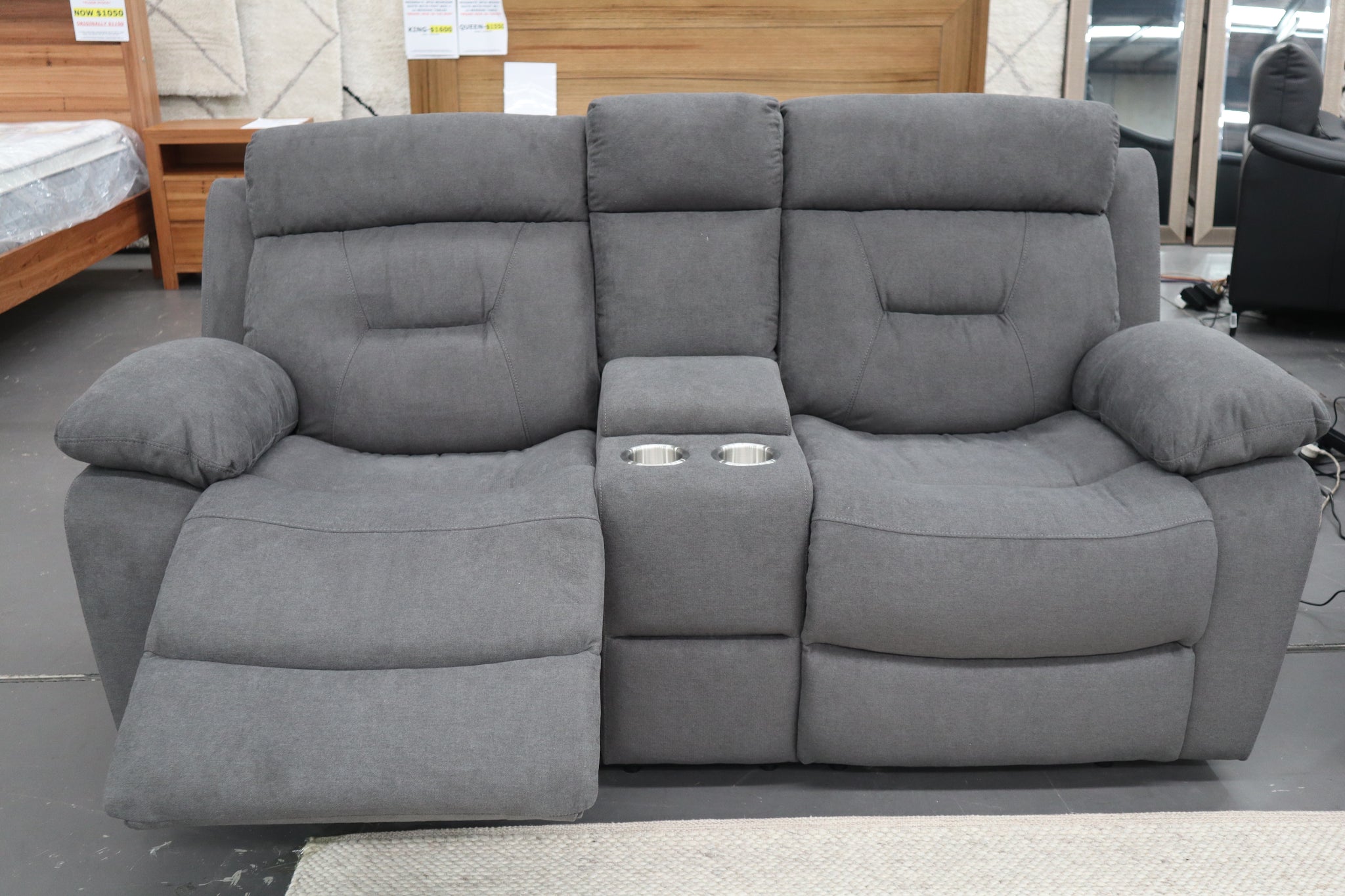 JAMIE DARK GREY FABRIC ELECTRIC 2 SEATER