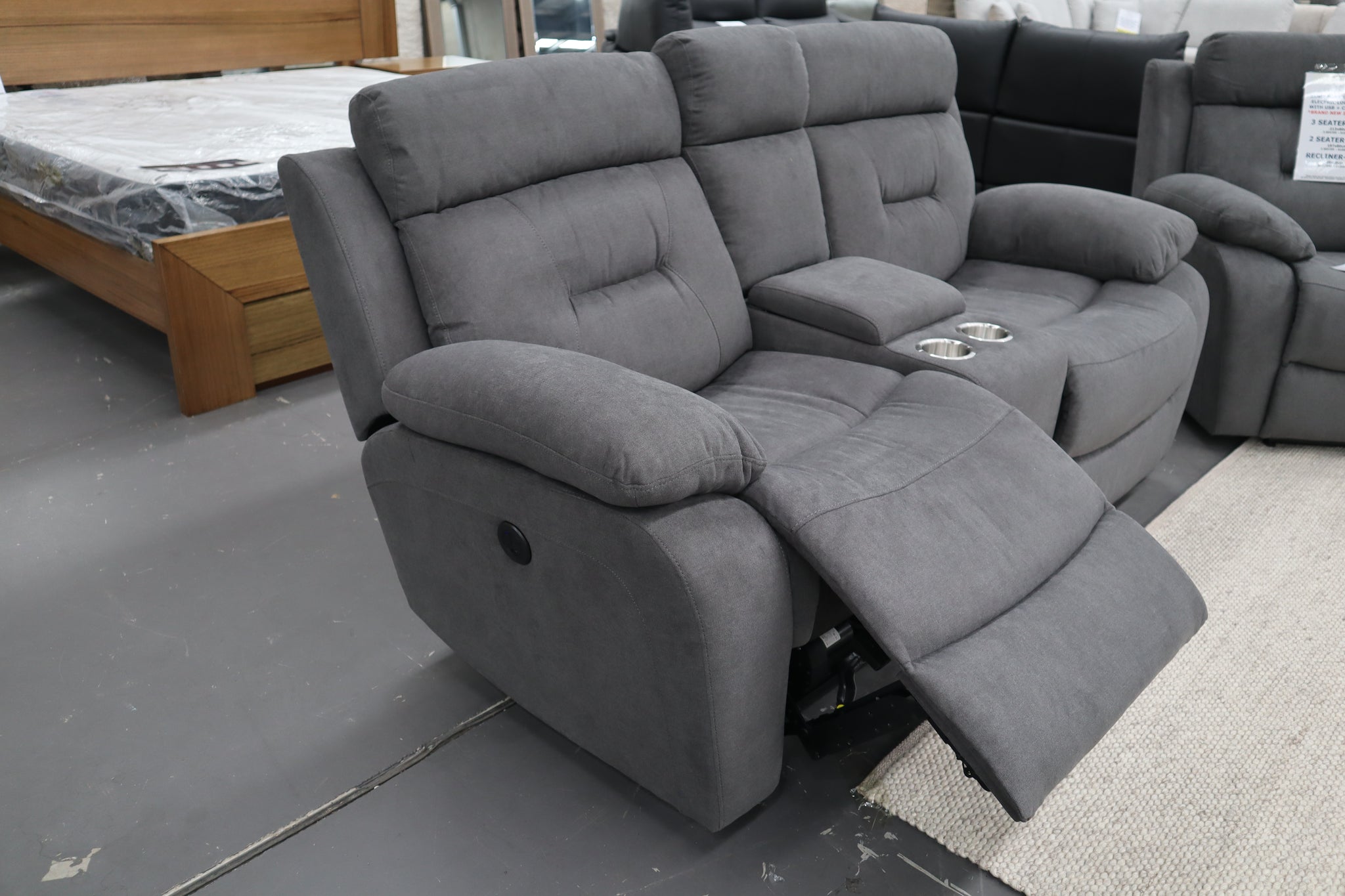 JAMIE DARK GREY FABRIC ELECTRIC 2 SEATER