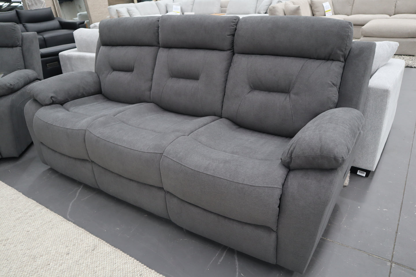 JAMIE DARK GREY FABRIC ELECTRIC 3 SEATER