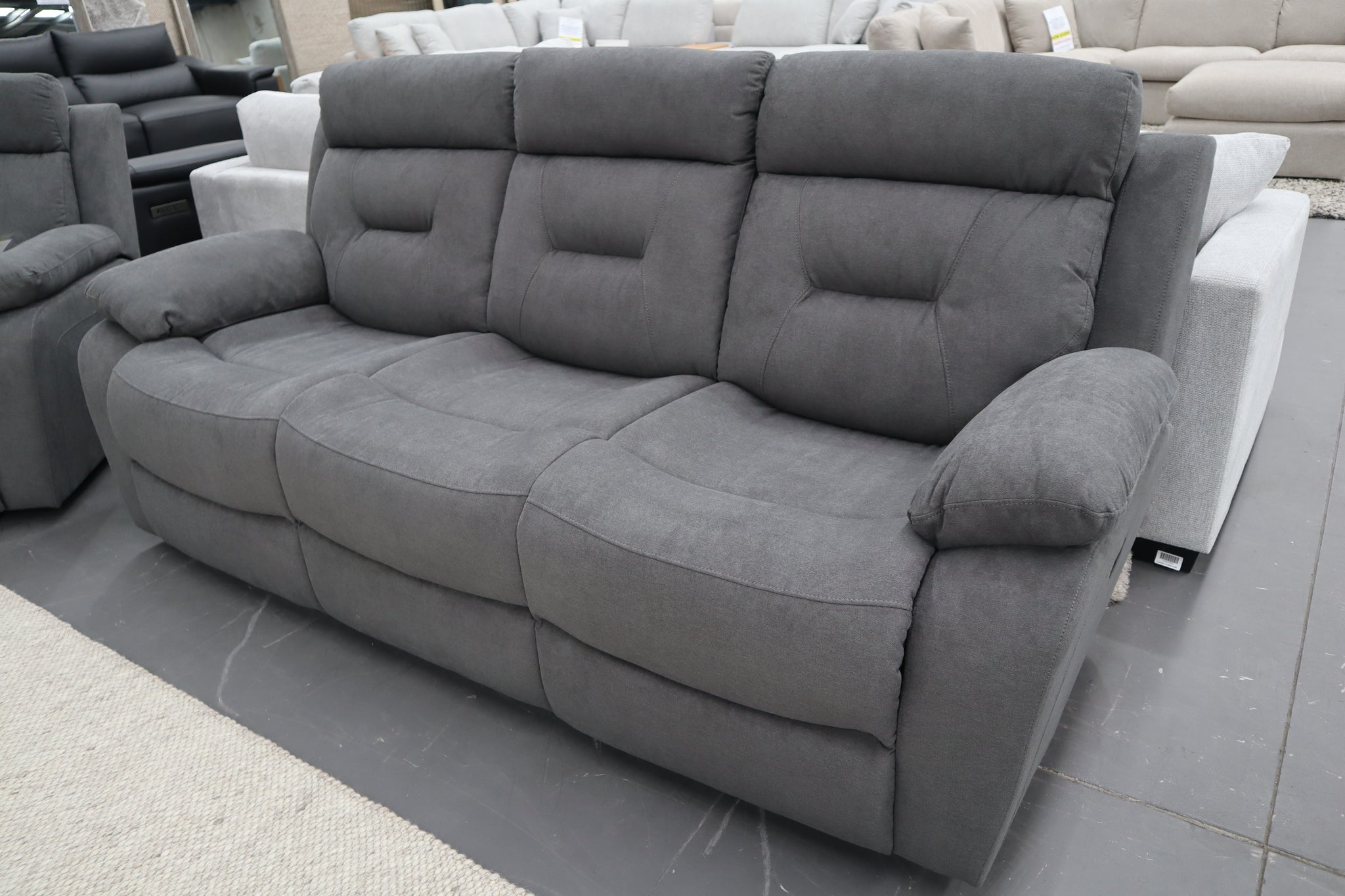 JAMIE DARK GREY FABRIC ELECTRIC 3 SEATER