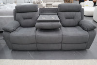 JAMIE DARK GREY FABRIC ELECTRIC 3 SEATER