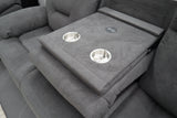 JAMIE DARK GREY FABRIC ELECTRIC 3 SEATER