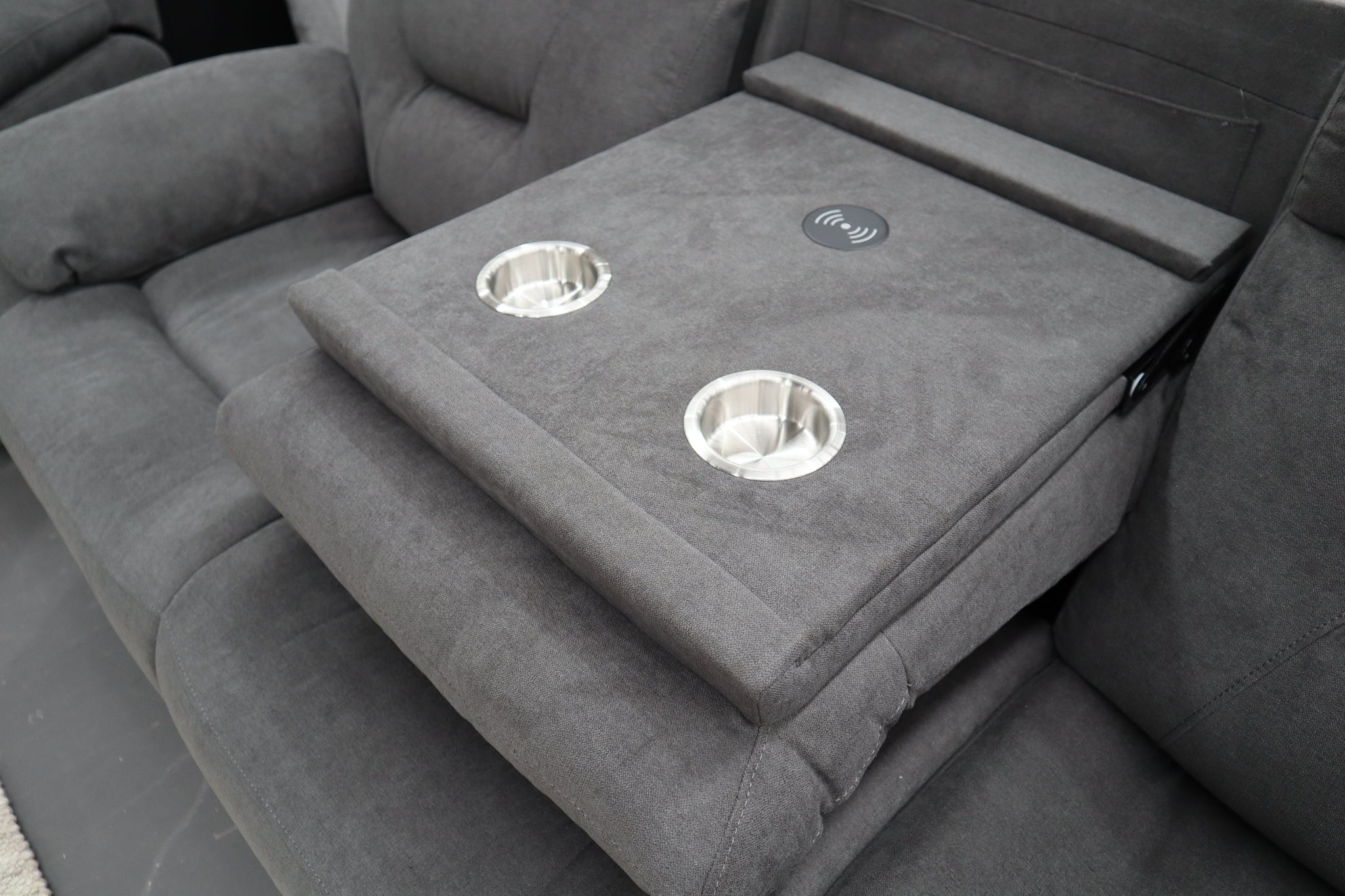 JAMIE DARK GREY FABRIC ELECTRIC 3 SEATER