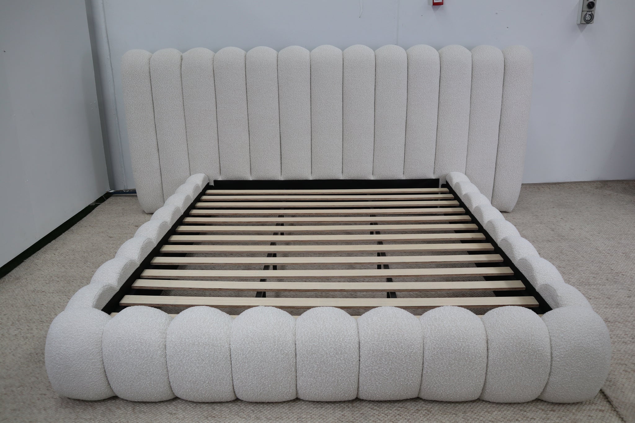 SHAE NATURAL BOUCLE KING BED  -------- PRE ORDER — Expected arrival mid to late July