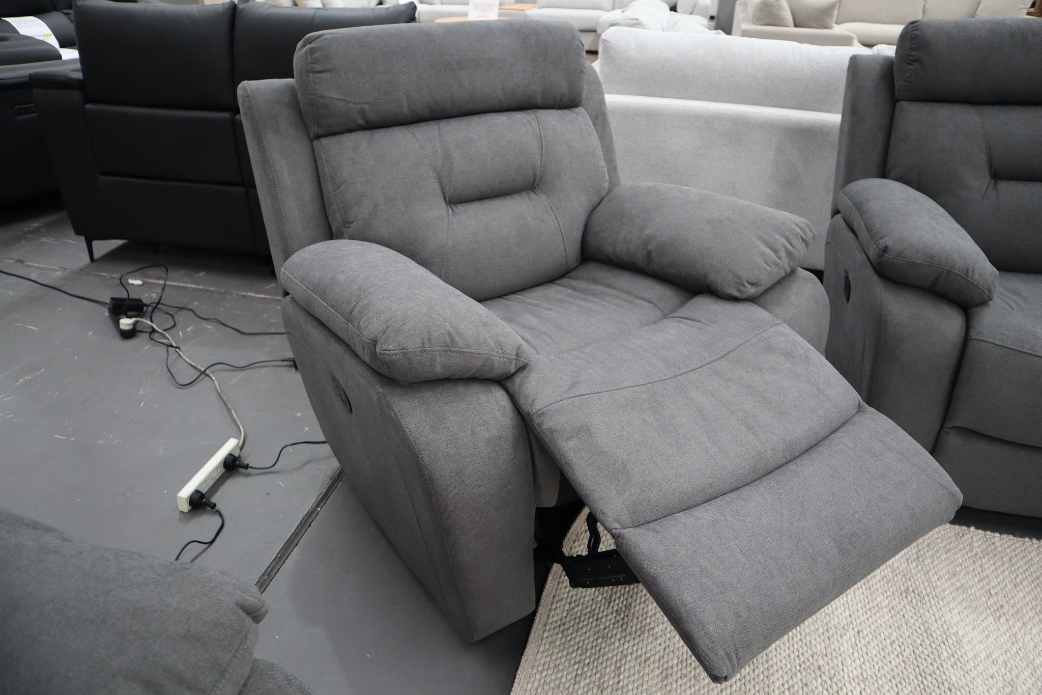JAMIE DARK GREY FABRIC ELECTRIC RECLINER