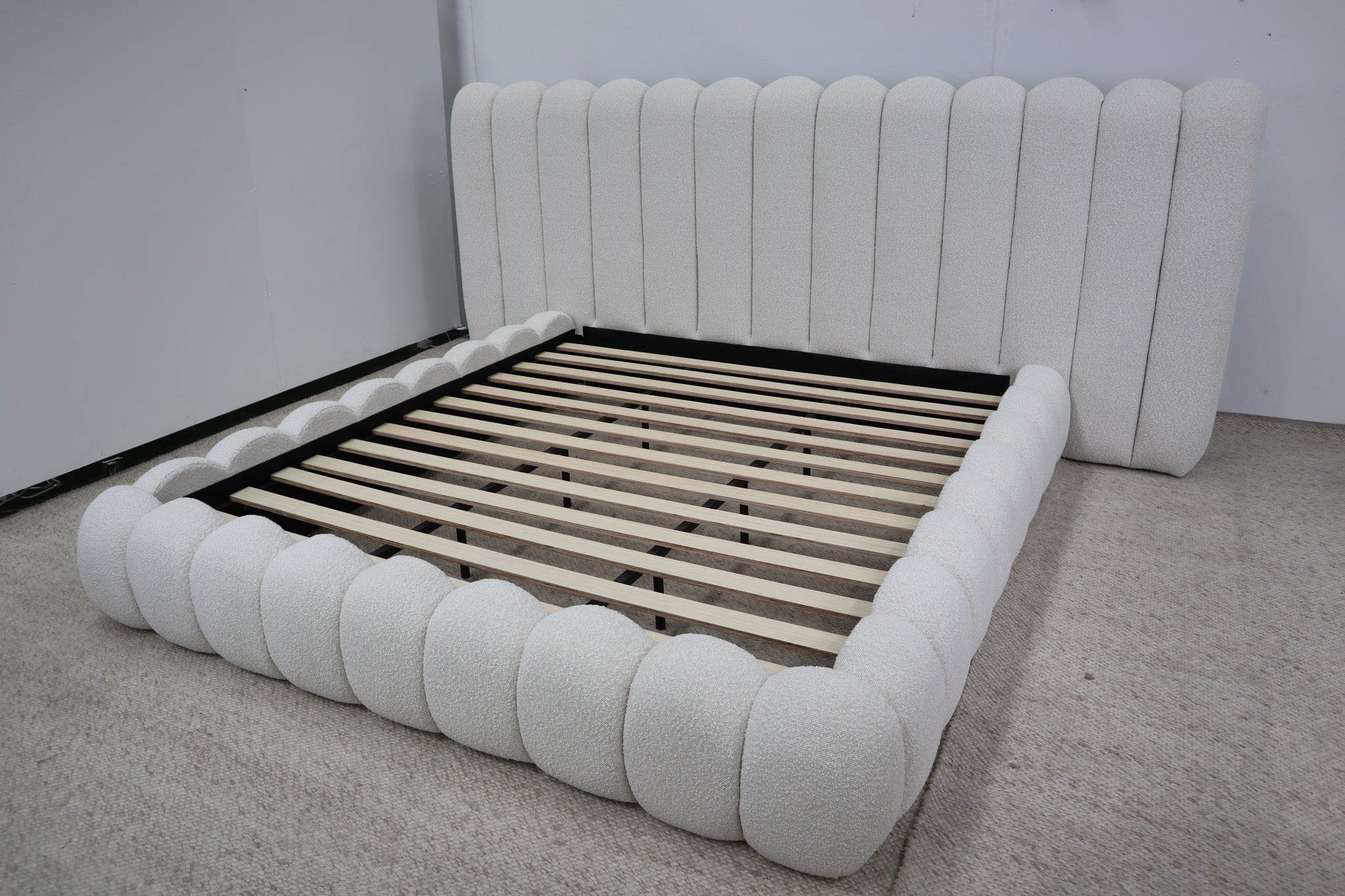 SHAE NATURAL BOUCLE KING BED  -------- PRE ORDER — Expected arrival mid to late July