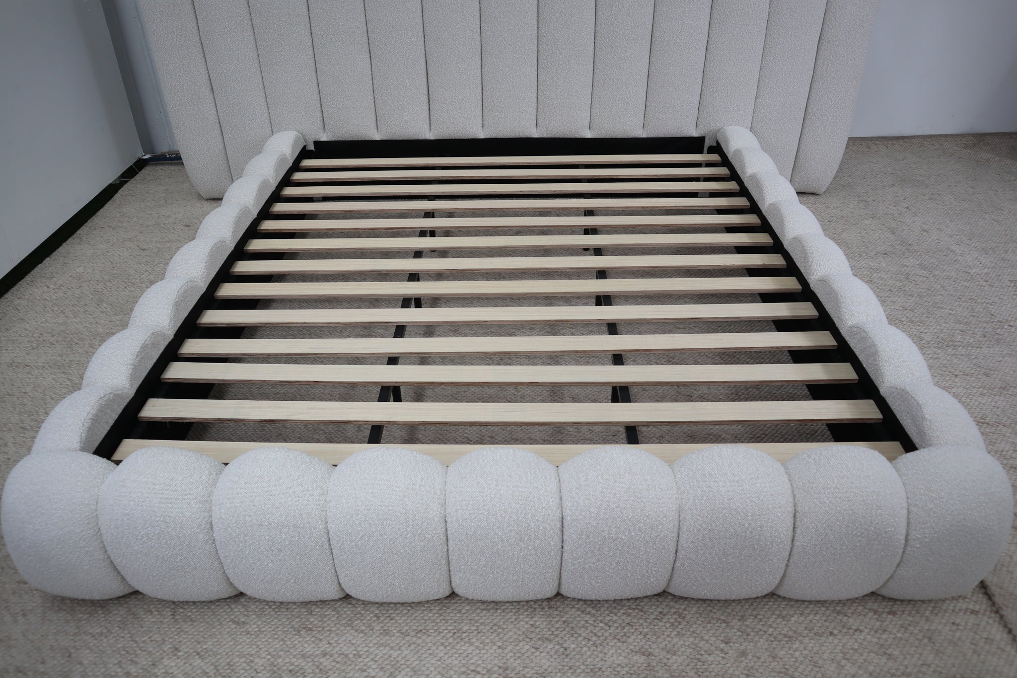 SHAE NATURAL BOUCLE KING BED  -------- PRE ORDER — Expected arrival mid to late July