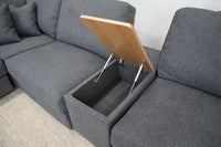 AMALFI DARK GREY CORNER LOUNGE SUITE WITH REVERSIBLE CHAISE