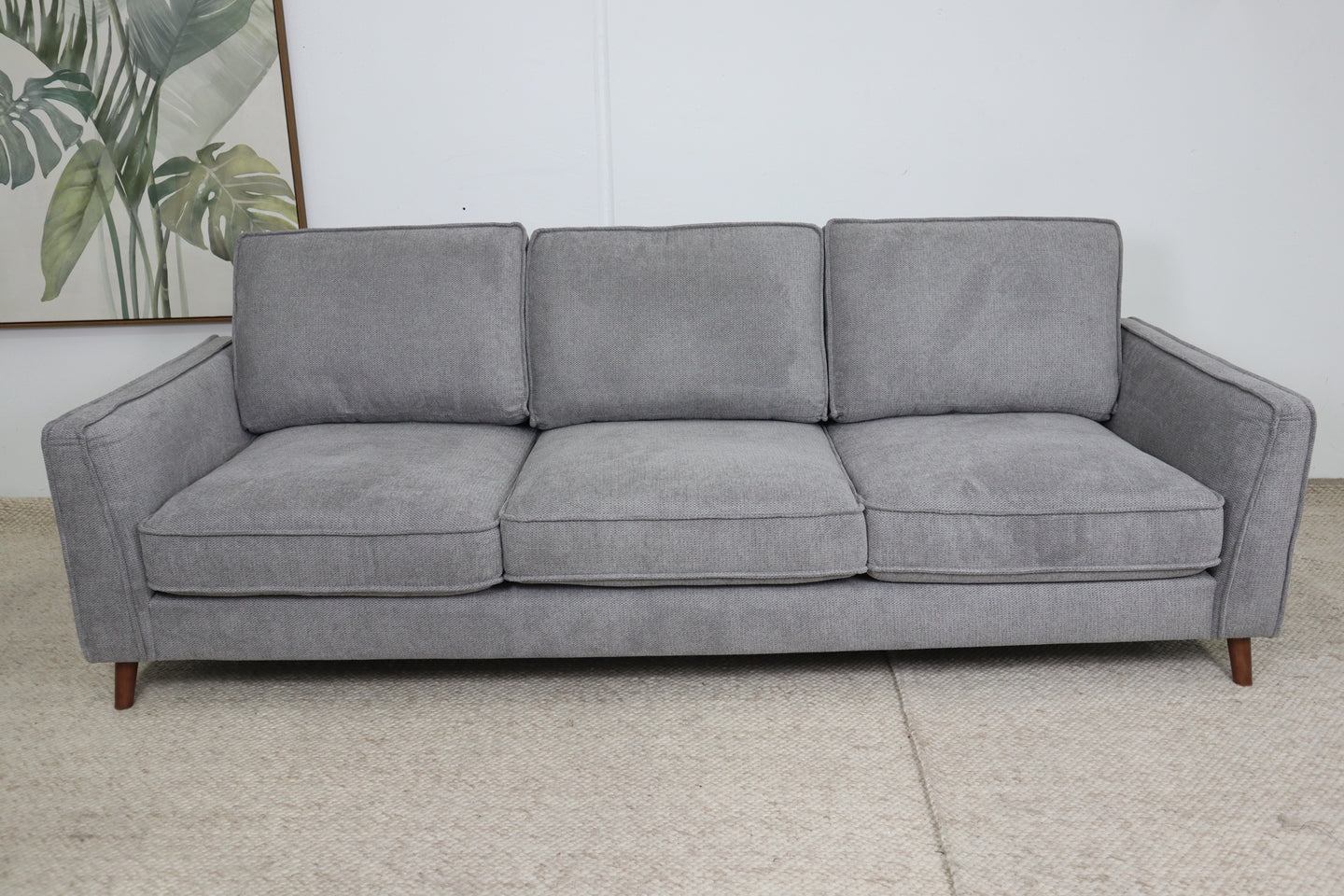 LUCAS GREY FABRIC 3 SEATER