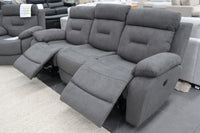 JAMIE DARK GREY FABRIC ELECTRIC 3 SEATER