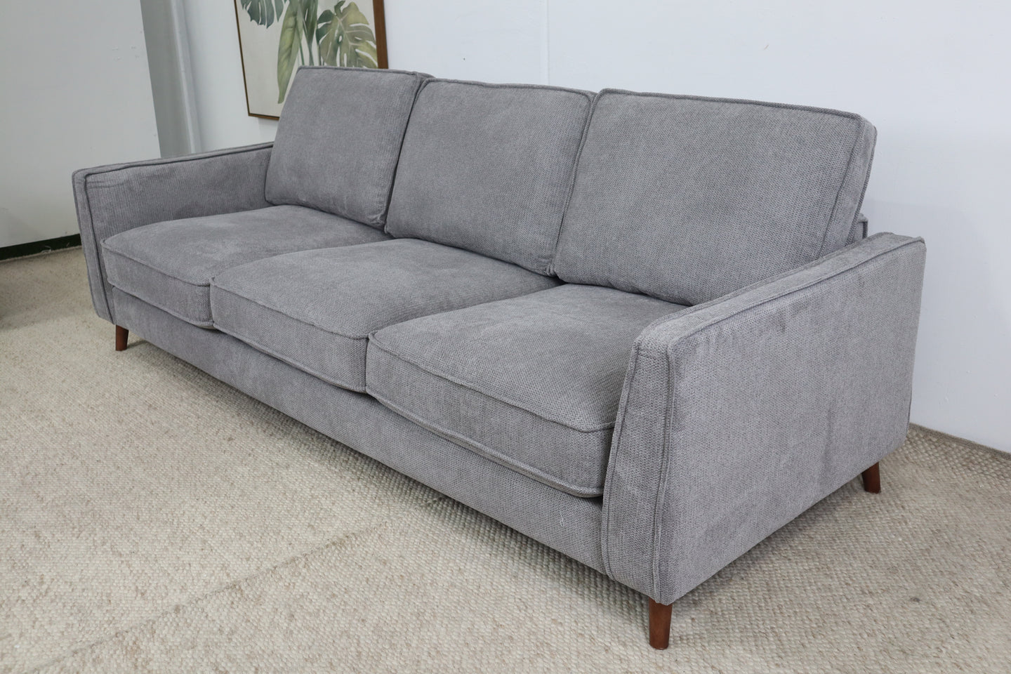 LUCAS GREY FABRIC 3 SEATER