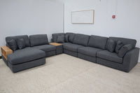 AMALFI DARK GREY CORNER LOUNGE SUITE WITH REVERSIBLE CHAISE