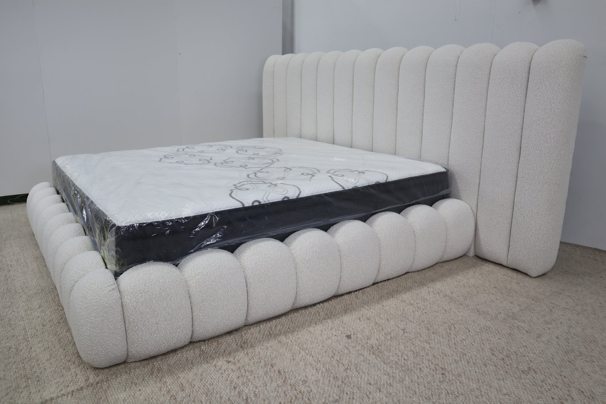 SHAE NATURAL BOUCLE KING BED  -------- PRE ORDER — Expected arrival mid to late July