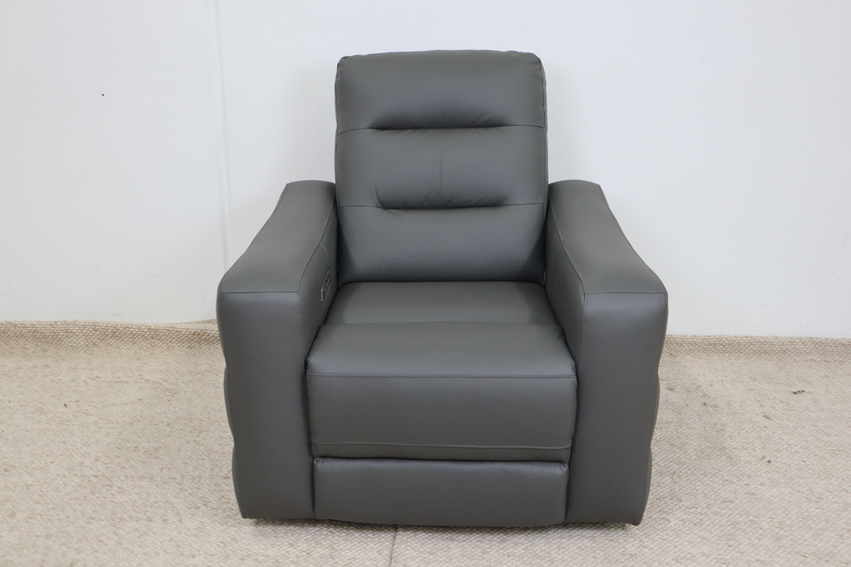 MELBOURNE GREY LEATHER RECLINER