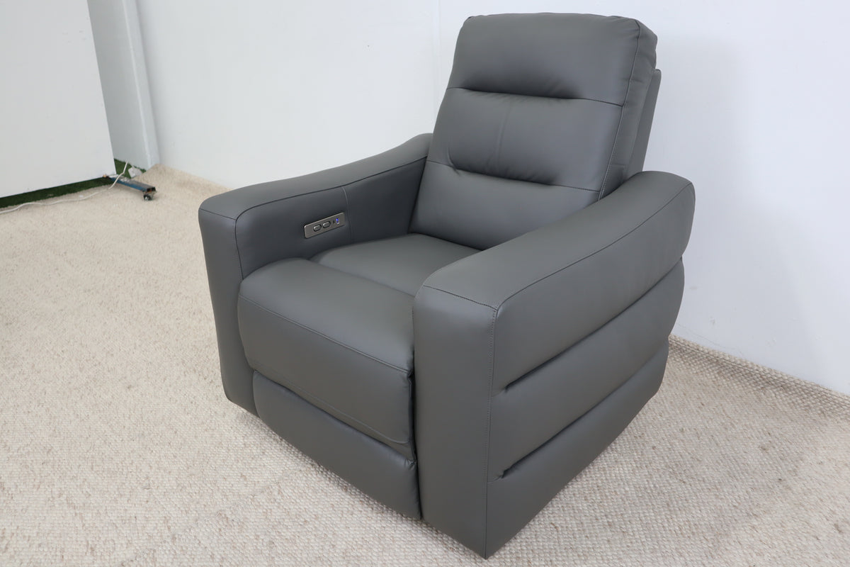 MELBOURNE GREY LEATHER RECLINER