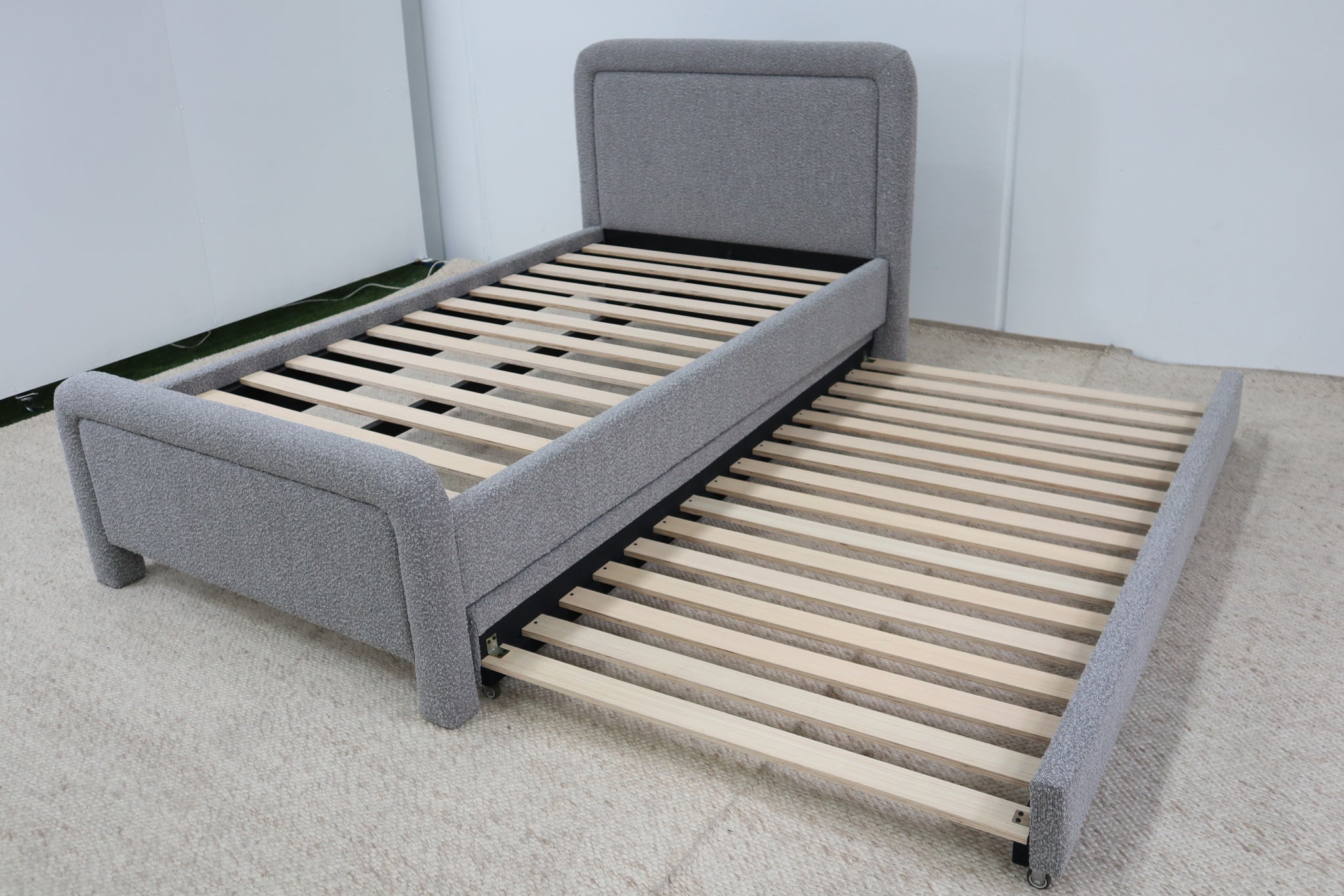 HEMI GREY BOUCLE KING SINGLE BED