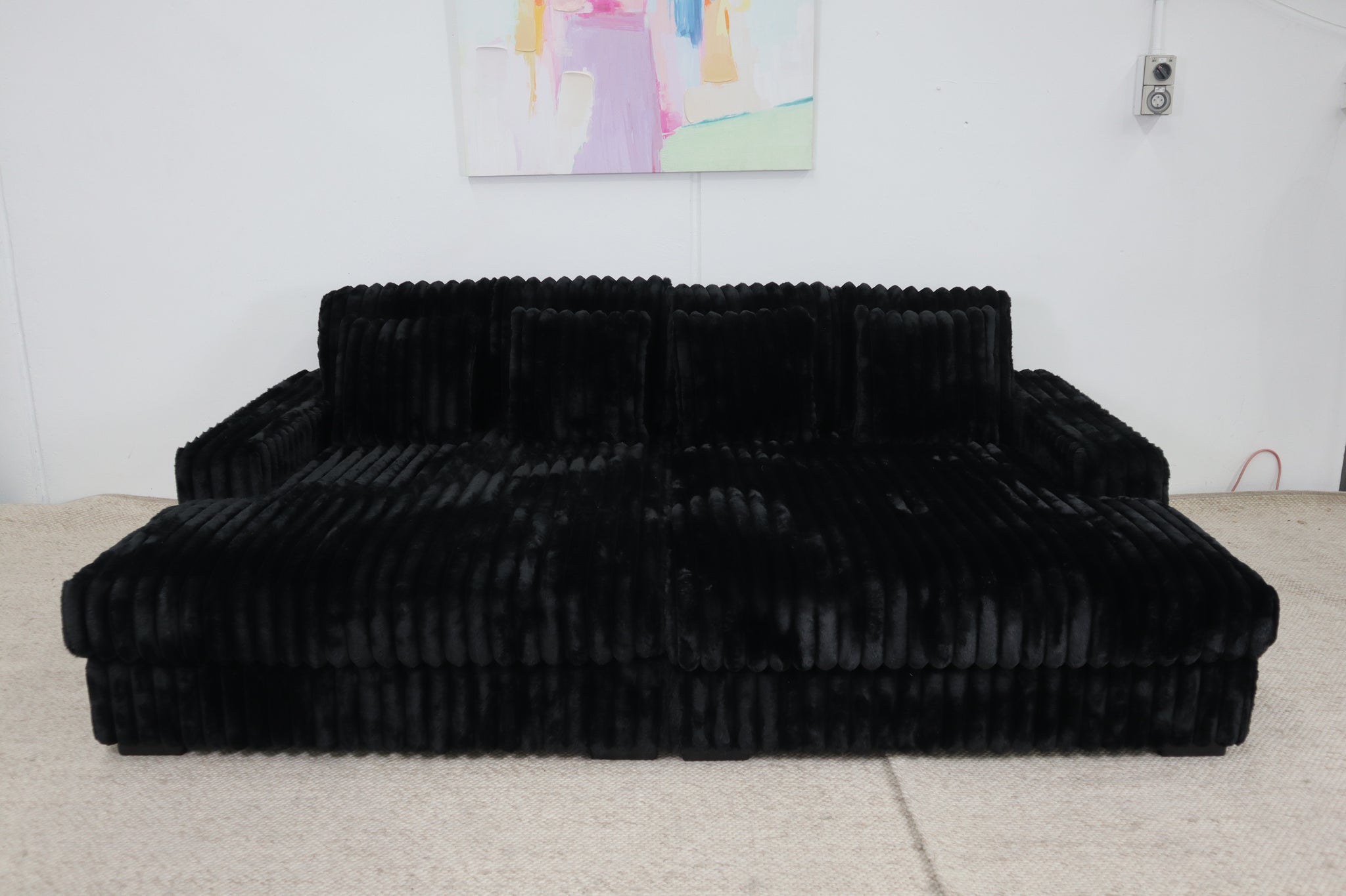 EVE BLACK FAUX FUR LOVESEAT