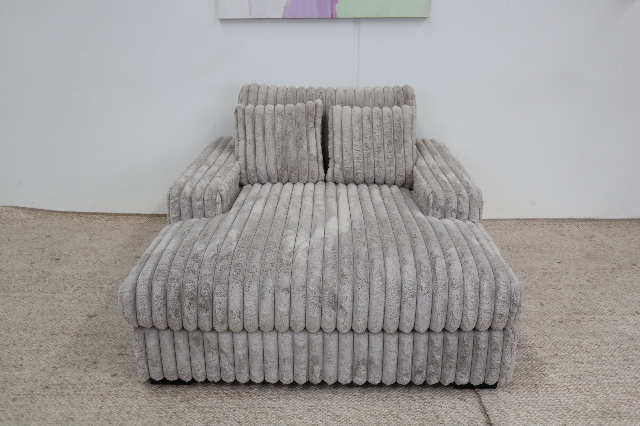 EVE GREY FAUX FUR SINGLE CHAISE