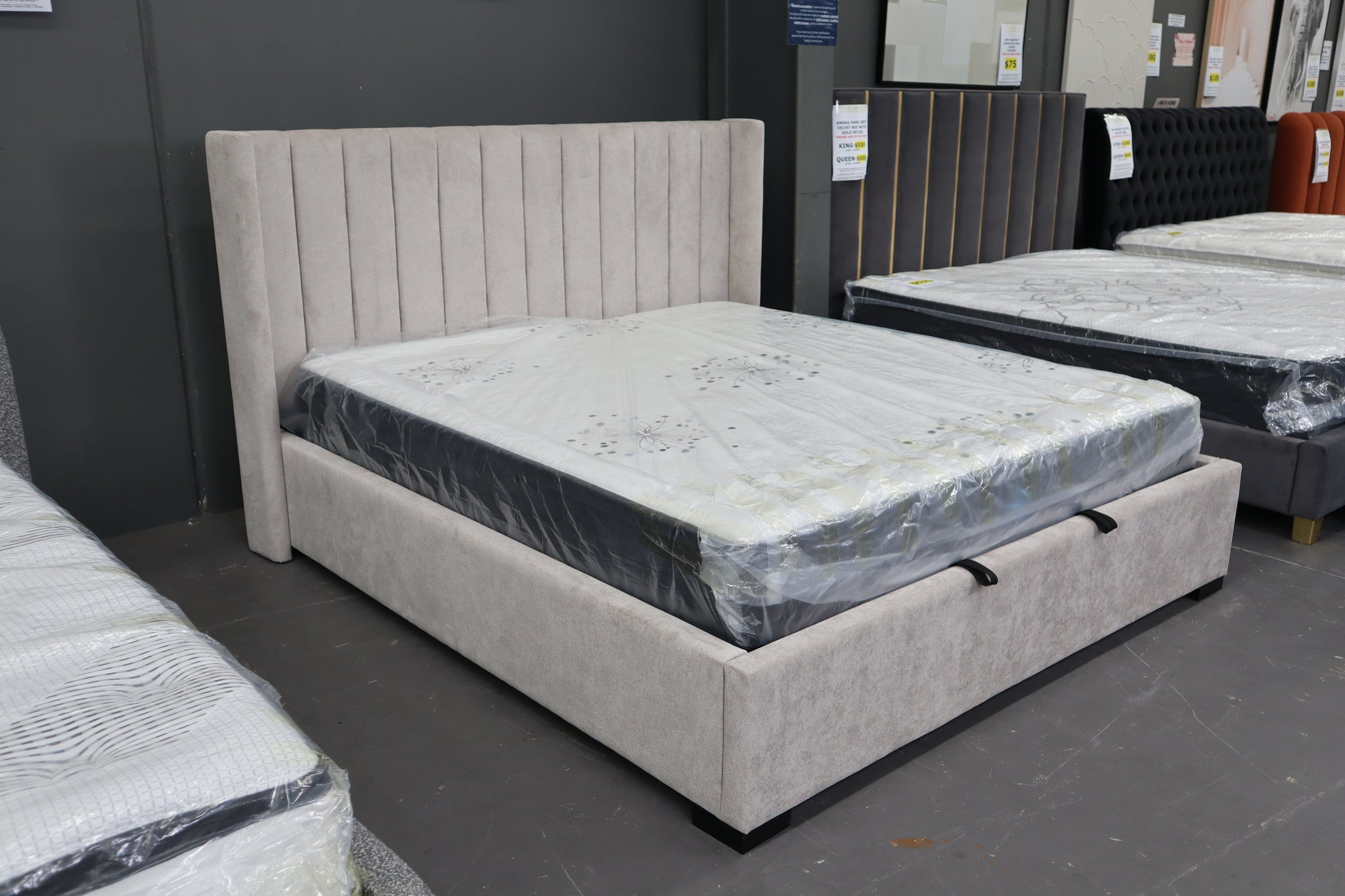 LONDON GREY GAS LIFT DOUBLE BED