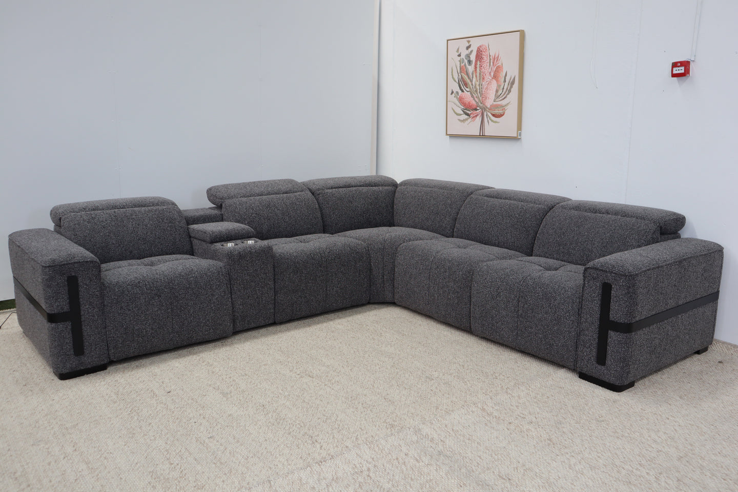 DELTA CHARCOAL FABRIC CORNER LOUNGE