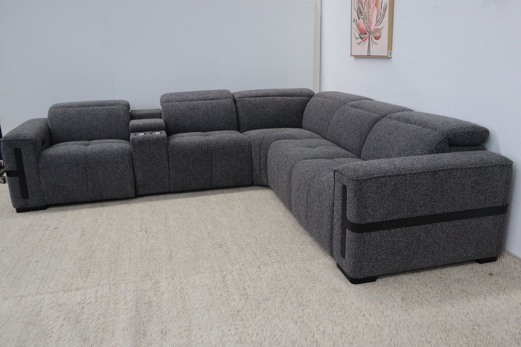 DELTA CHARCOAL FABRIC CORNER LOUNGE