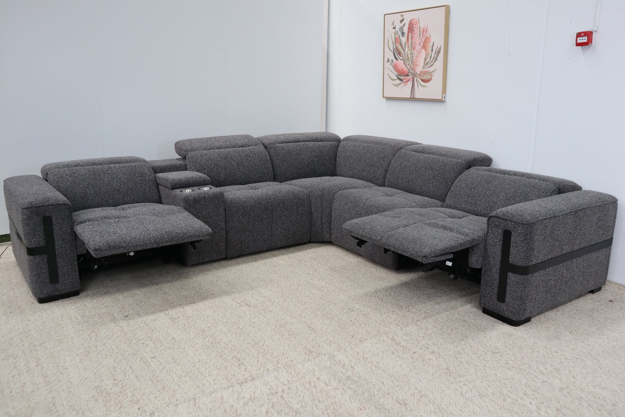 DELTA CHARCOAL FABRIC CORNER LOUNGE