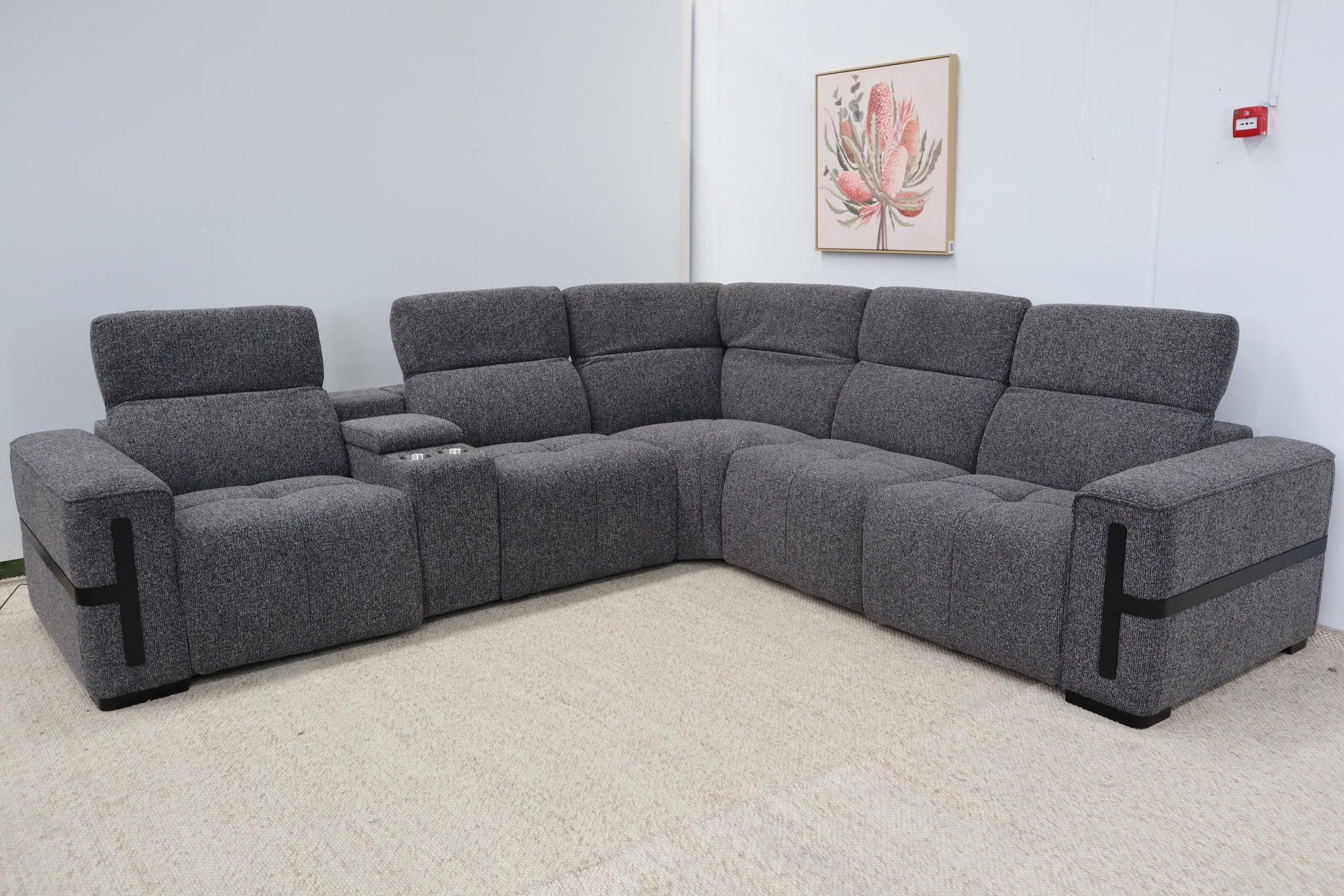 DELTA CHARCOAL FABRIC CORNER LOUNGE
