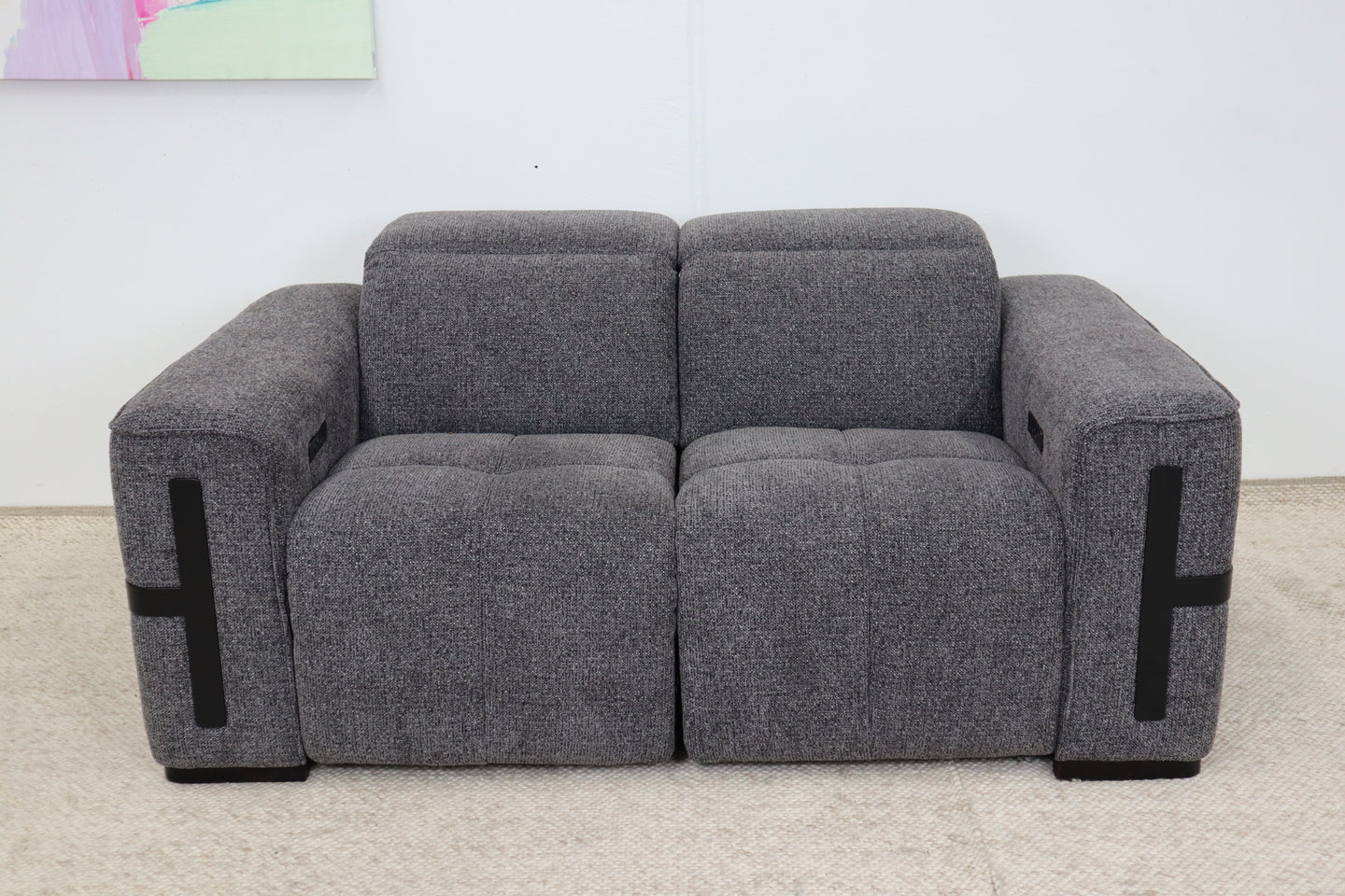 DELTA CHARCOAL FABRIC 2 SEATER
