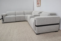 DELTA LIGHT GREY FABRIC CORNER LOUNGE