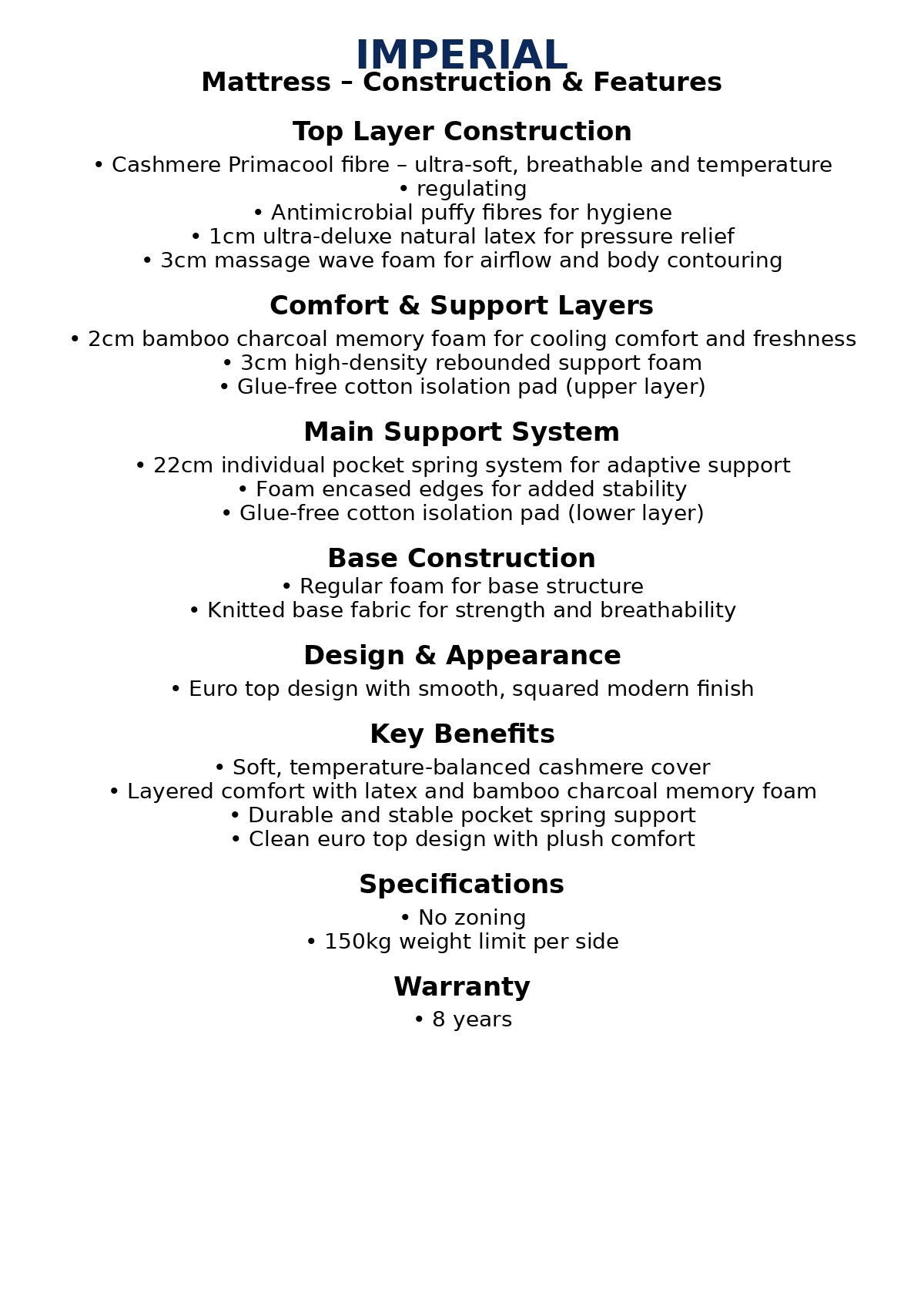 IMPERIAL QUEEN SIZE MATTRESS