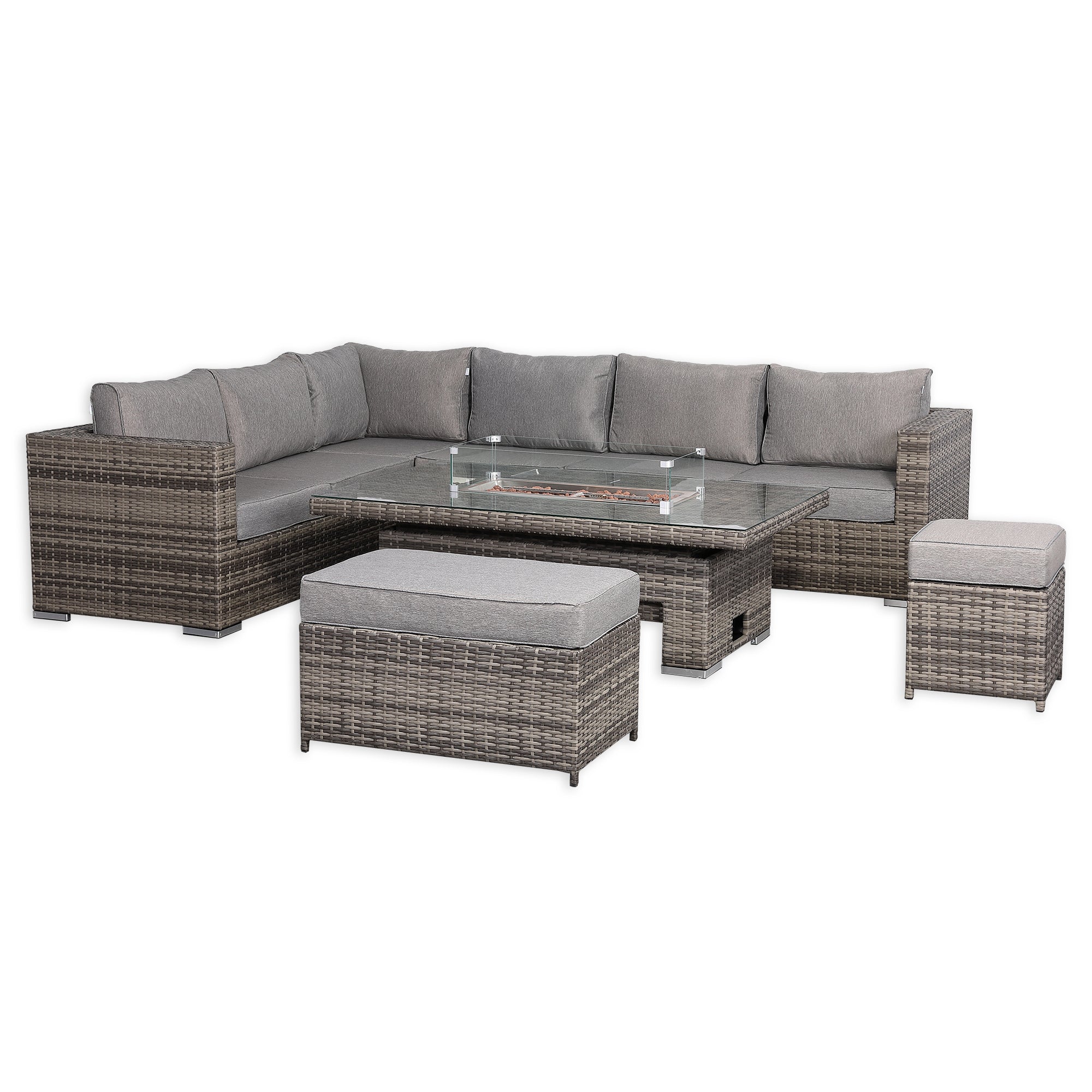 CAMBRIDGE OUTDOOR LOUNGE WITH FIREPIT TABLE