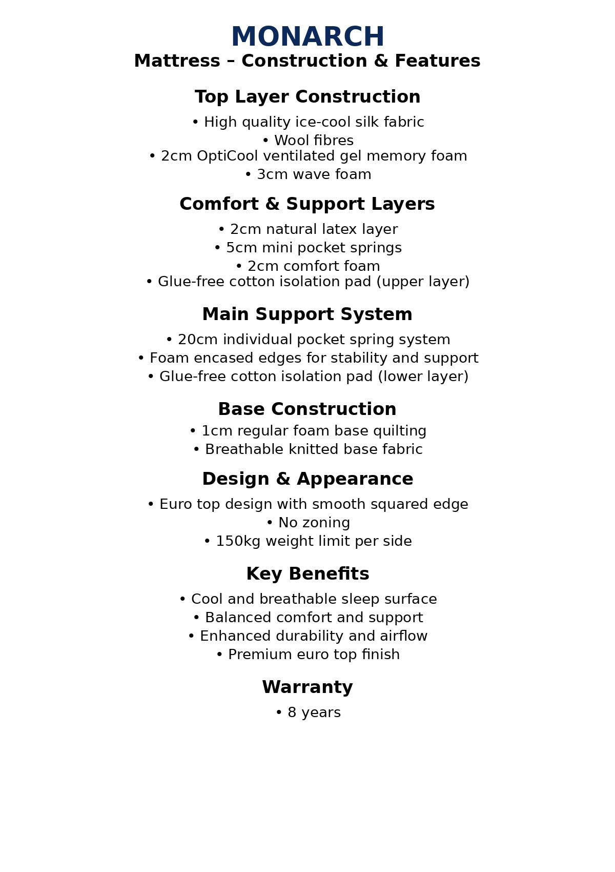 MONARCH KING SIZE MATTRESS