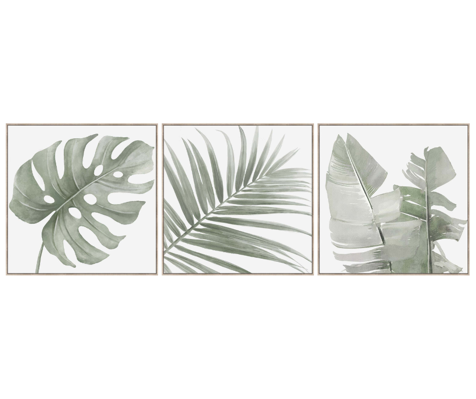 SET OF x3 LEAF CANVASES