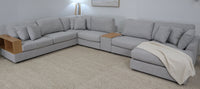 AMALFI LIGHT GREY CORNER LOUNGE SUITE WITH REVERSIBLE CHAISE