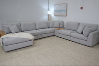 AMALFI LIGHT GREY CORNER LOUNGE SUITE WITH REVERSIBLE CHAISE