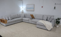 AMALFI LIGHT GREY CORNER LOUNGE SUITE WITH REVERSIBLE CHAISE