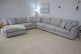 AMALFI LIGHT GREY CORNER LOUNGE SUITE WITH REVERSIBLE CHAISE