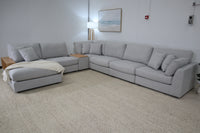 AMALFI LIGHT GREY CORNER LOUNGE SUITE WITH REVERSIBLE CHAISE