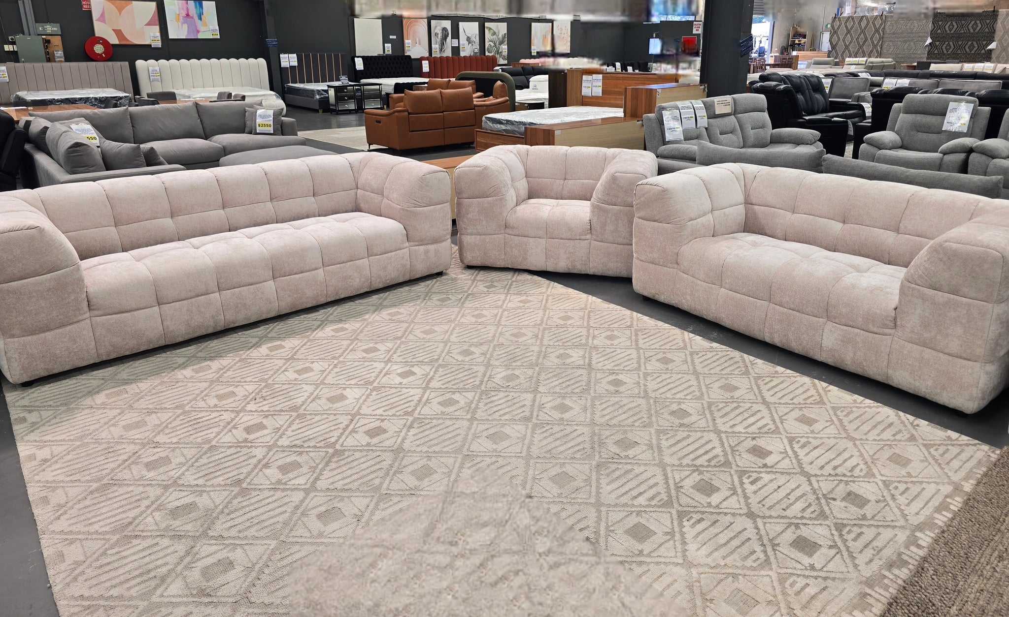 ZOE NATURAL FABRIC 3 SEATER
