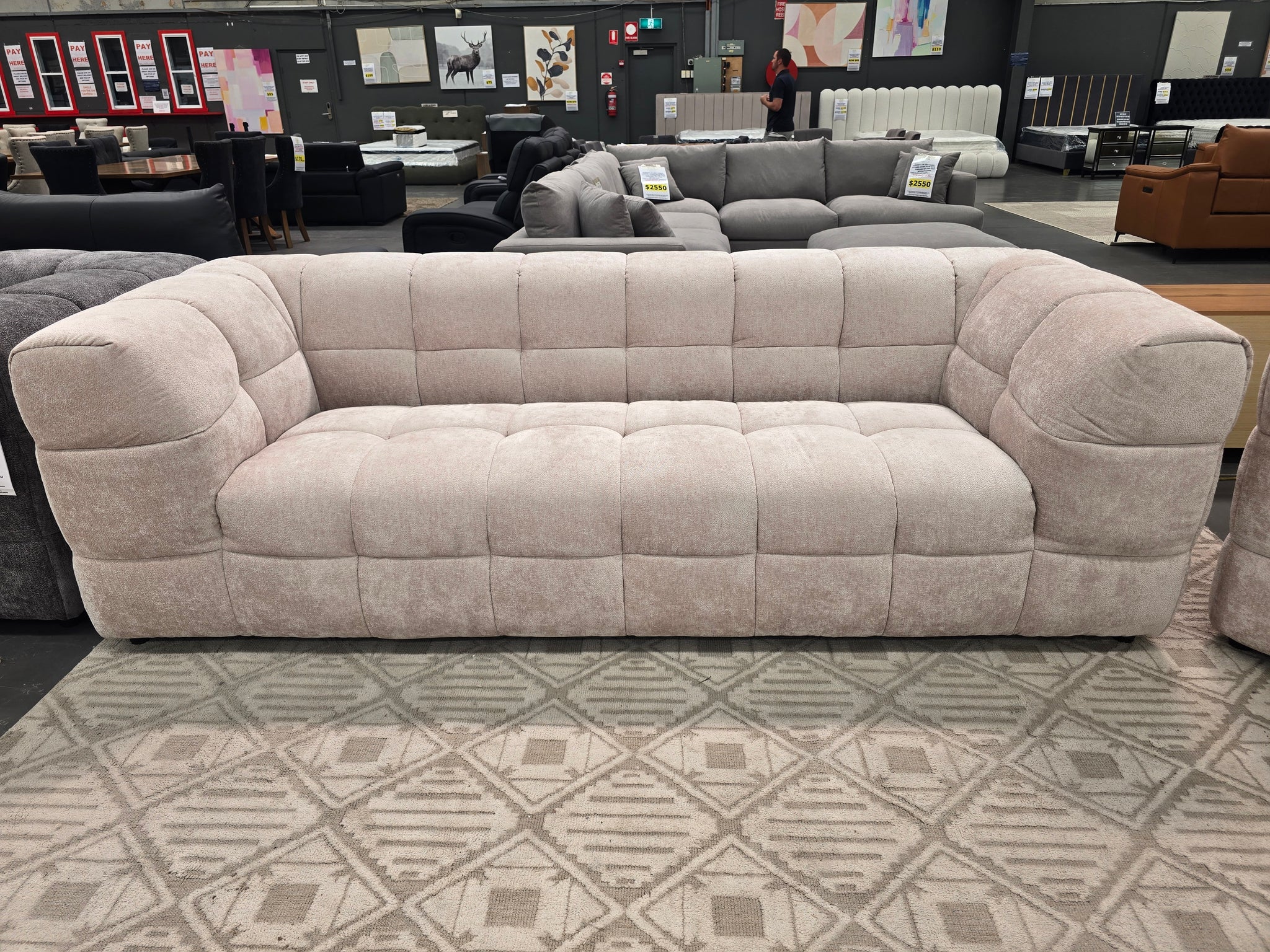 ZOE NATURAL FABRIC 3 SEATER